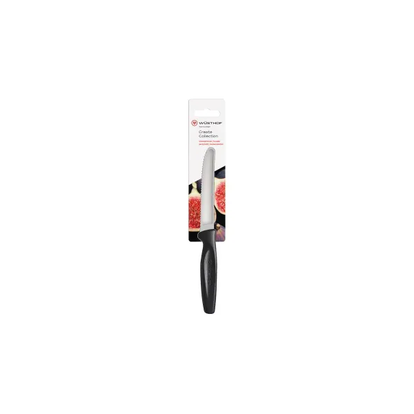 Create Serrated Paring Knife Black Handle 100mm