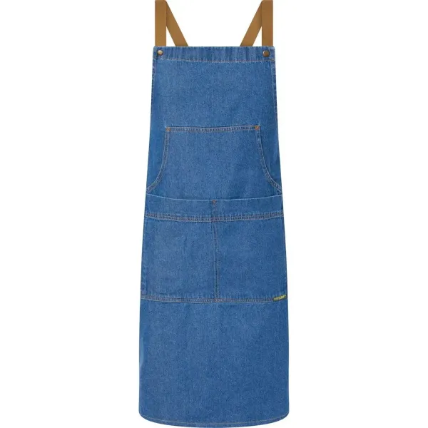 Denim Bib Apron With Pouch Pkt