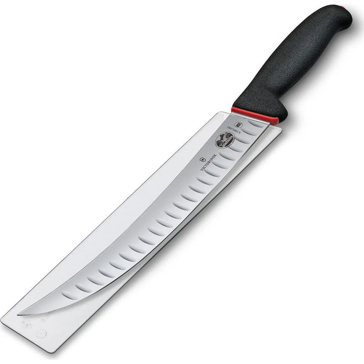 Fibrox Slaughter Knife, 25cm, Curved Narrow Blade, Fluted, Dual Grip