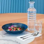 Linen Matte Blue Round Plate - Flat / Coupe