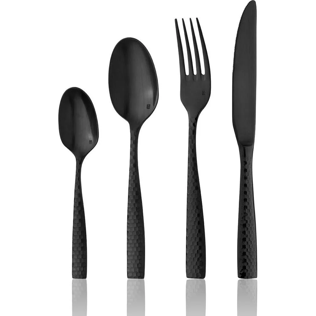 Lucca Faceted Matte Black Teaspoon