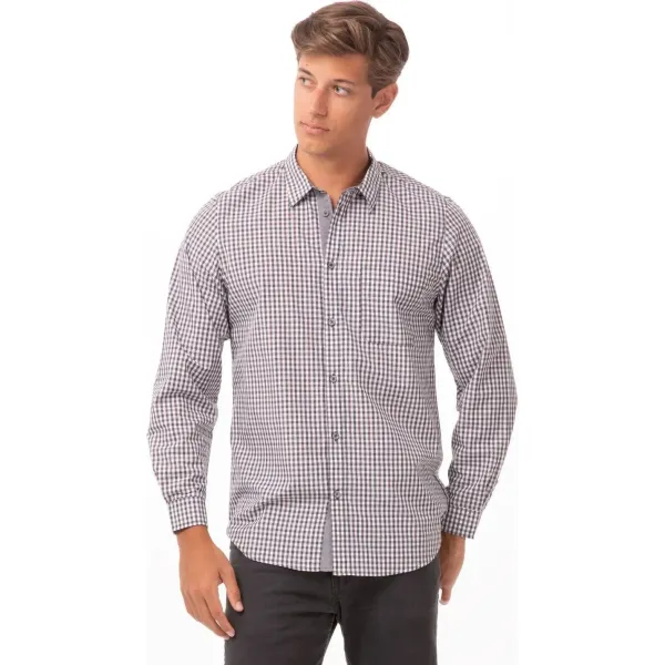 Modern Gingham Men's Long Sleeve Dress Shirt