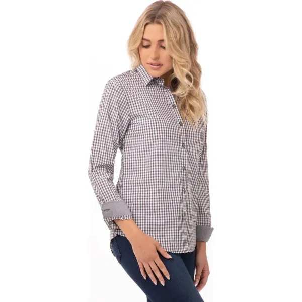Modern Gingham Women's Long Sleeve Dress Shirt