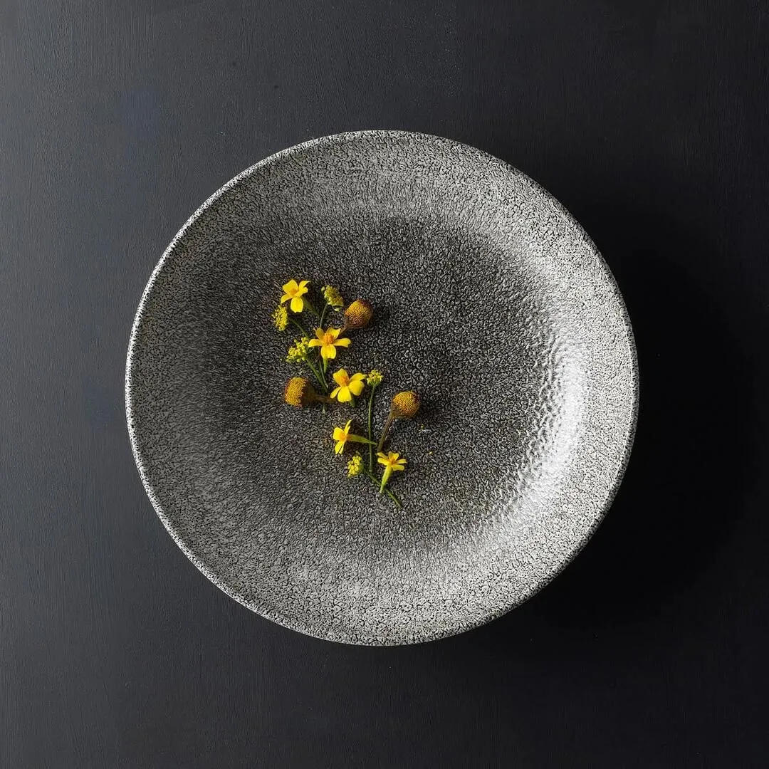 Raku Quartz Black Round Coupe Plate