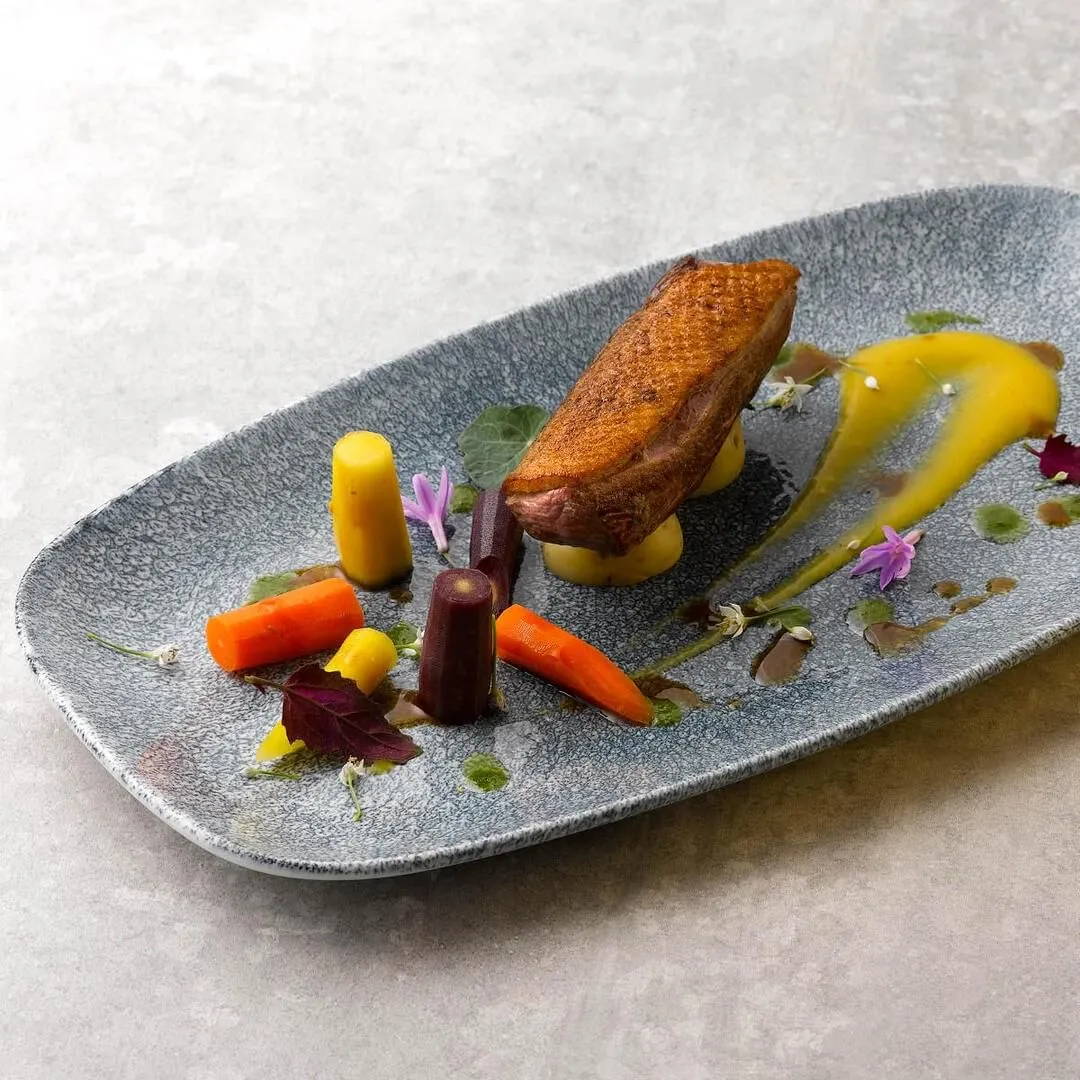 Raku Topaz Blue Oblong Chef's Plate