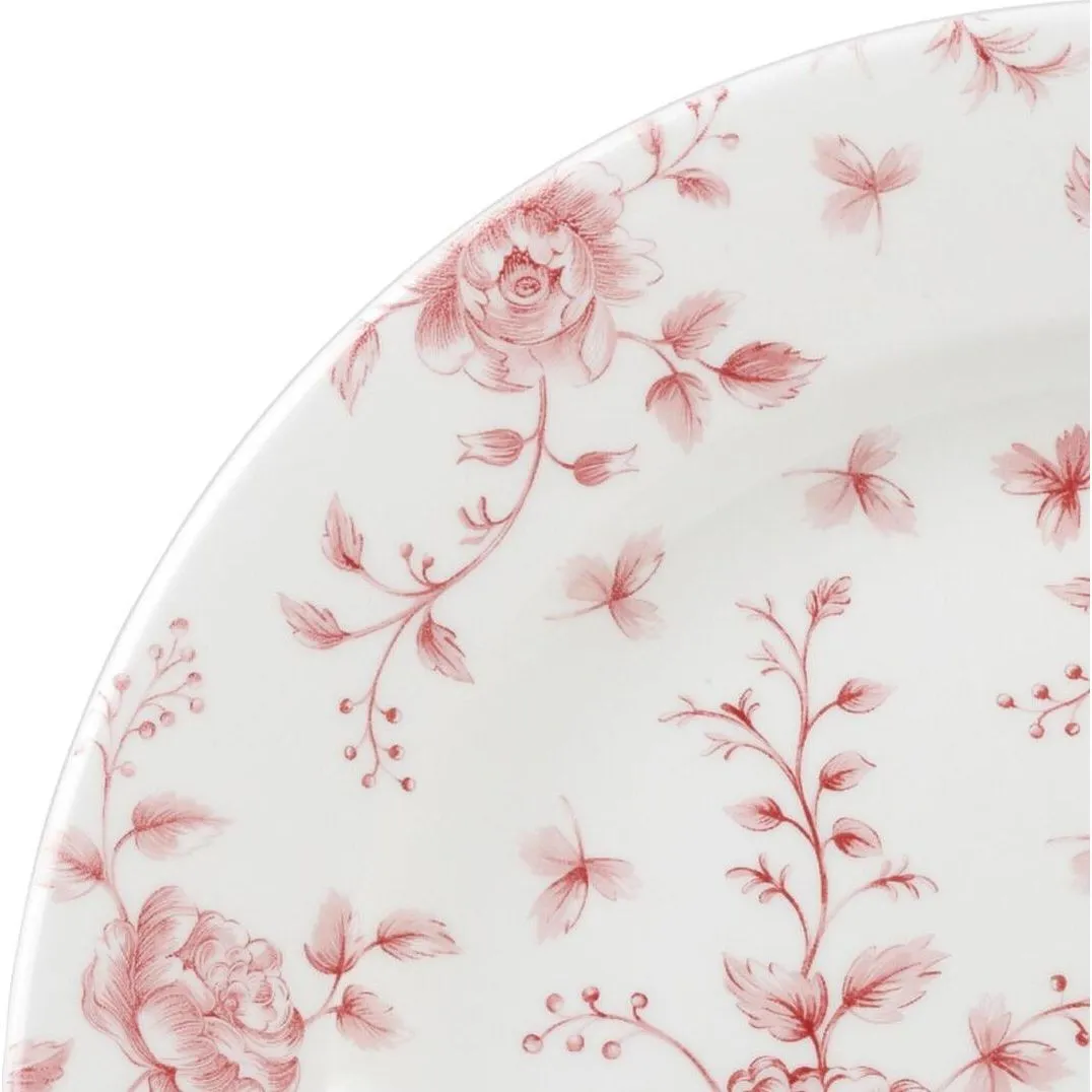 Rose Chintz Cranberry Round Plate - Wide Rim