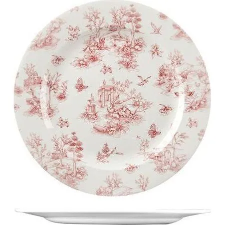 Round Plate-305mm Ø - Cranberry Toile