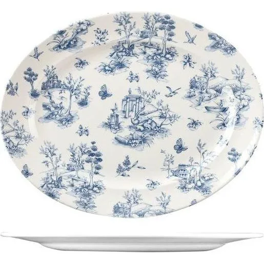 Oval Wide Rim Plate-365x293mm - Prague Toile