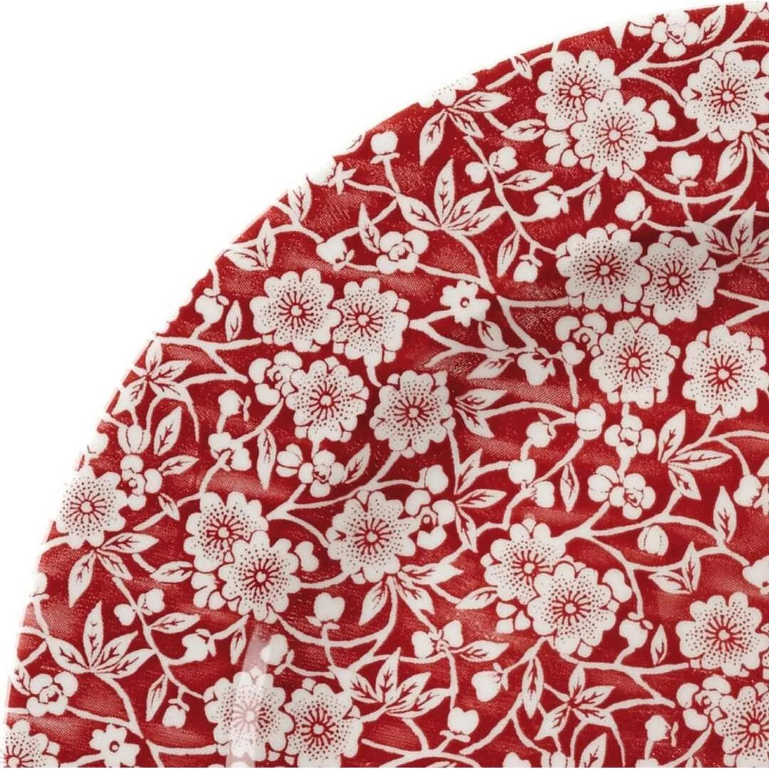 Victorian Calico Cranberry Round Plate - Wide Rim